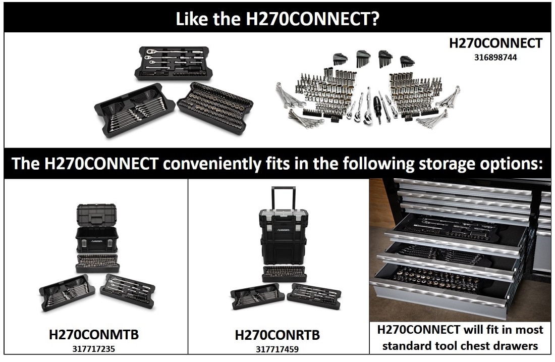 Husky Mechanics Tool Set in Connect Trays (270Piece) H270CONNECTRM